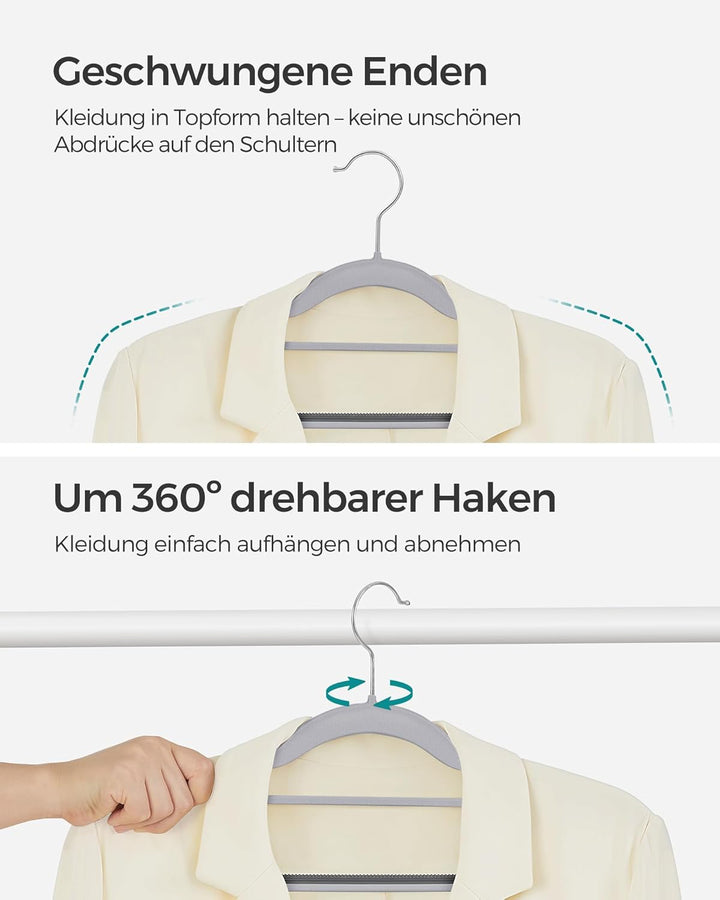 SONGMICS Kleiderbügel 30er Set, Bügel aus Kunststoff, rutschfest, platzsparend, Dicke 0,5 cm, 42 cm