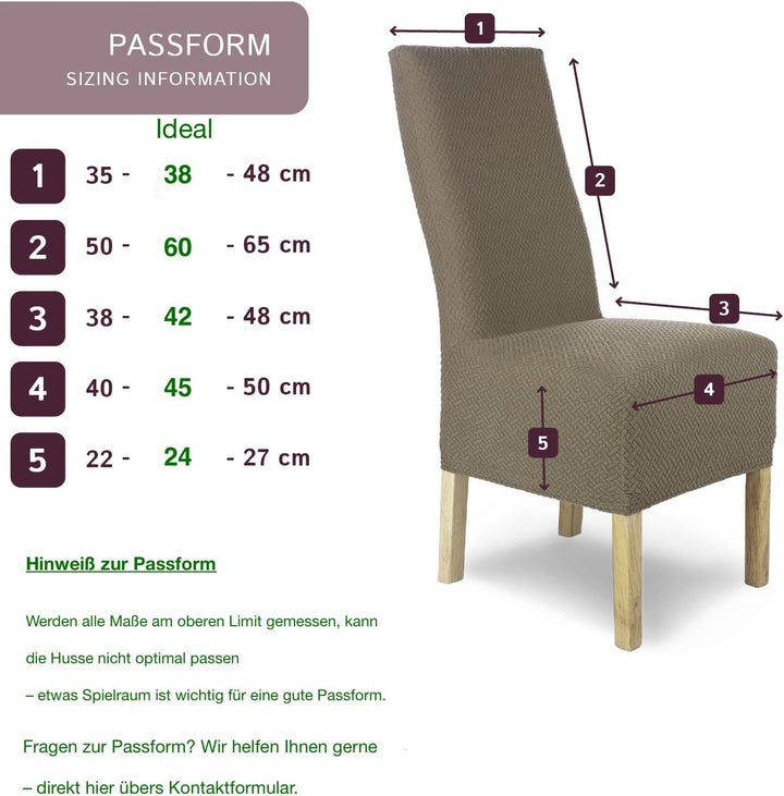 SCHEFFLER-Home Stuhlhussen Stretch Luna-Lang/Stuhlüberzug 4er Set Taupe/elastische Flanell Stuhlabde