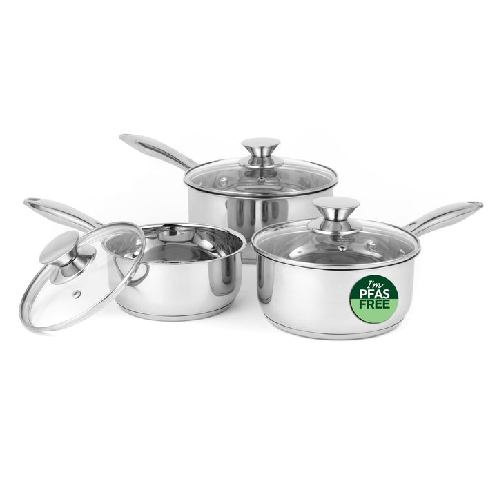 Russell Hobbs Topfsets Pfannenset 3-teilig - Antihaft-Edelstahl Kochgeschirr-Set, Topf 16/18/20cm, I