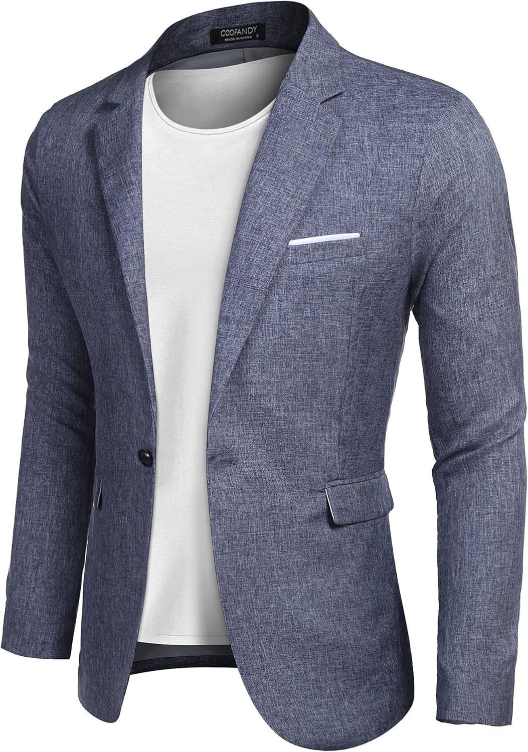 COOFANDY Herren Freizeit Sakko Sportlich Regular Fit Blazer Business Anzugjacke EIN Knopf M A-blau,