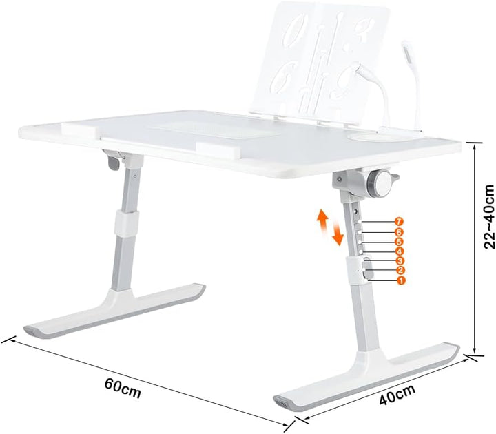 Betttisch, höhenverstellbar, mit 5 verstellbaren Winkeln, Lapdesk, faltbar, für Sofa, Studium, Lesen