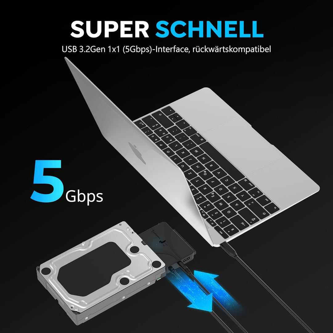 SABRENT USB Typ C zu SSD SATA IDE 2,5 / 3,5 / 5,25 Zoll Festplattenkonverter (USB-DS12) USB auf SSD