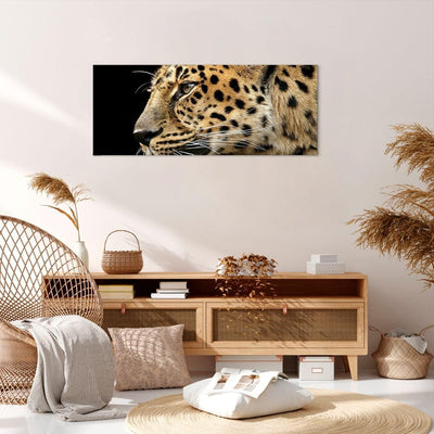 Wandbilder Dekoration Wohnzimmer Tiere Leopard wilde Katze wilde Tiere Bilder auf Leinwand 120x50cm