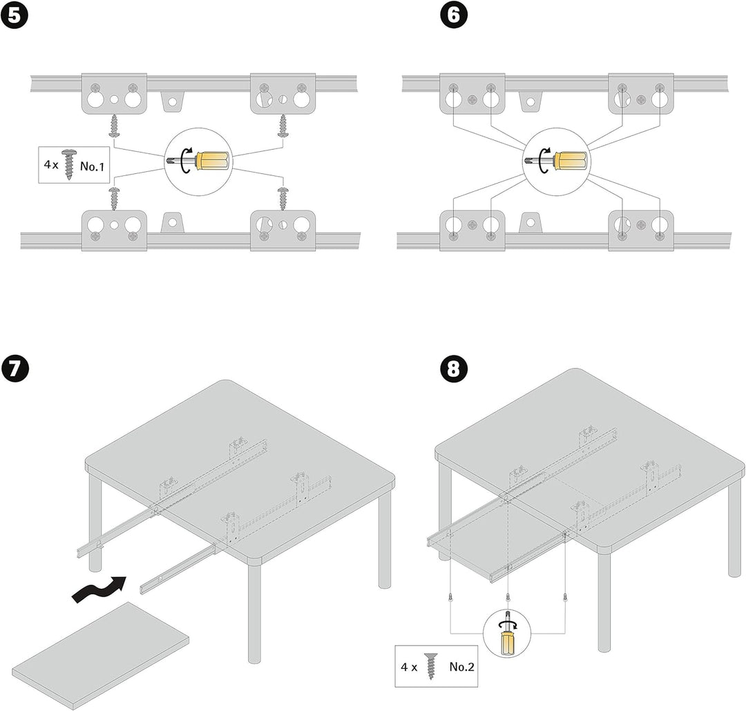 FIX&amp;EASY Tastaturauszug, Schienen für Tastaturablage mit Verriegelung/Arretierung, Auszugschienen sc