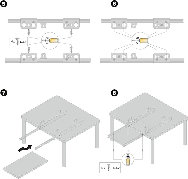 FIX&amp;EASY Tastaturauszug, Schienen für Tastaturablage mit Verriegelung/Arretierung, Auszugschienen sc