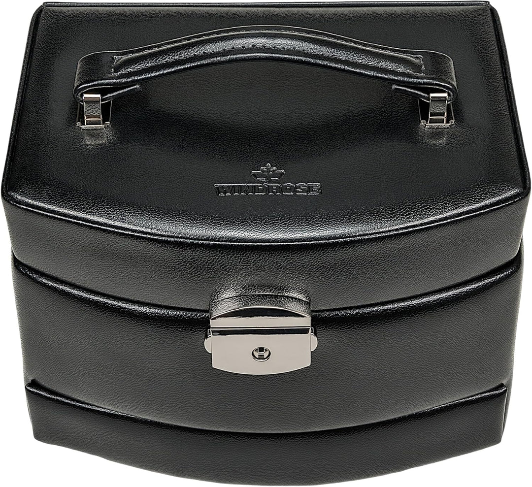 Windrose Merino Schmuckkoffer 17 cm Schwarz (Black), Schwarz (Black)