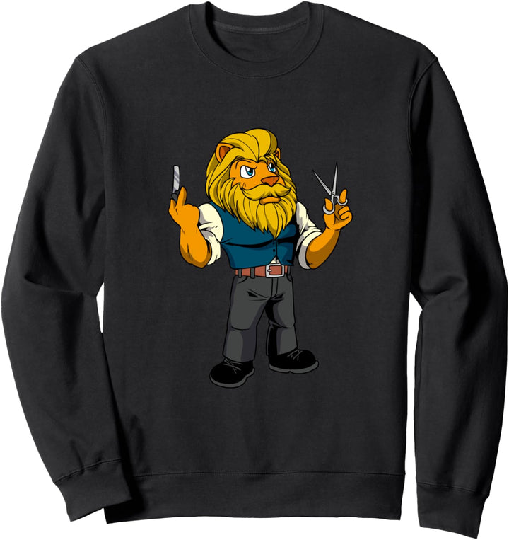 Cartoon Löwe ist der Barbier Sweatshirt