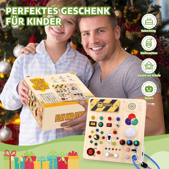 Konijiwa Montessori Spielzeug ab 1 Jahr Busy Board Activity Board Spielzeug ab 2 Jahre Holzspielzeug