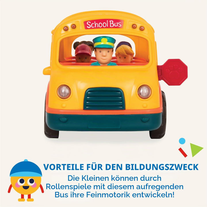 Battat – Licht & Geräusche Schulbus – Gelber leuchtender Schulbus – 5 Spielzeugfiguren – Realistisch