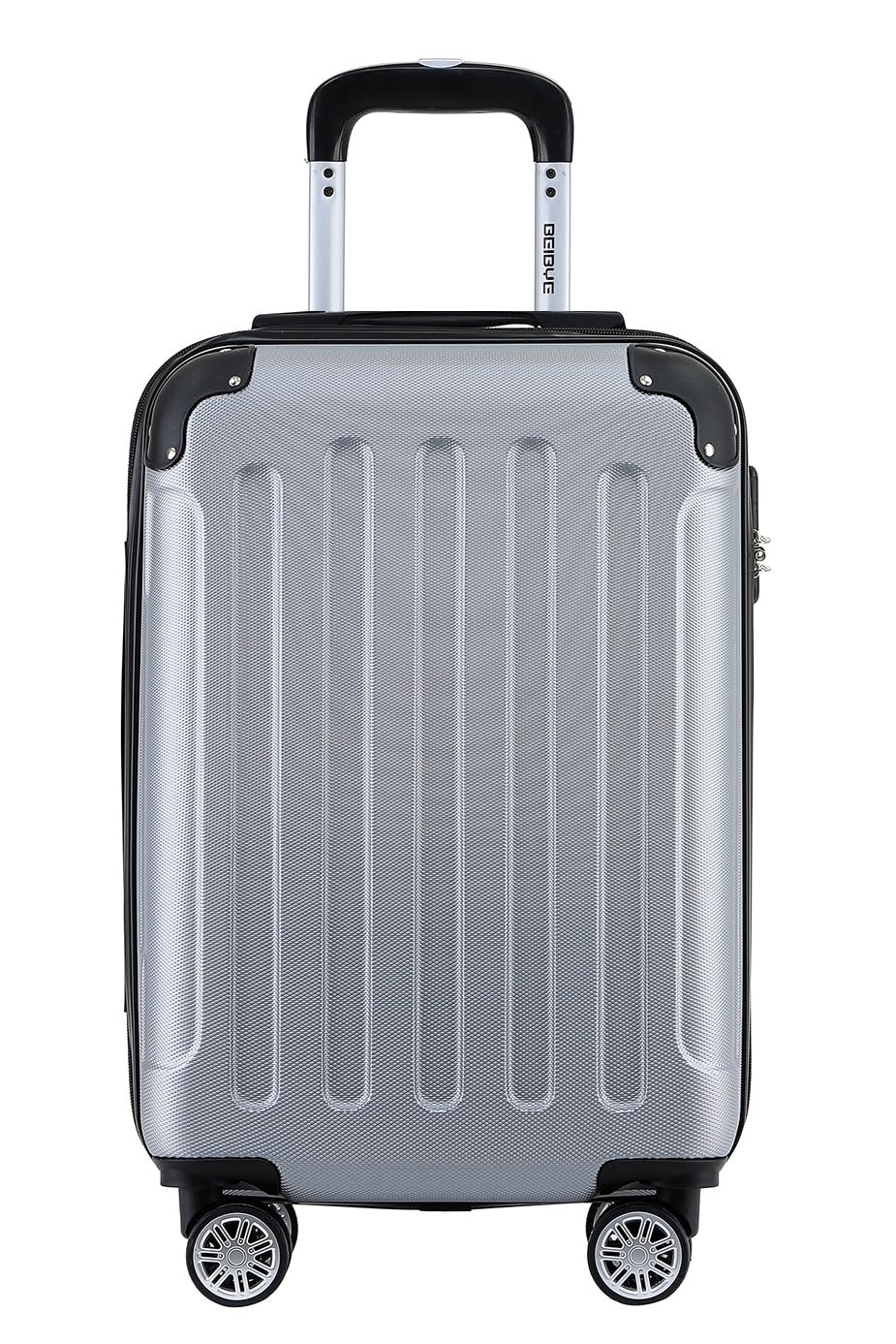 BEIBYE- Hartschalenkoffer Koffer Trolley Rollkoffer Reisekoffer Zahlenschloss 4 Zwilings-Rollen (Sil