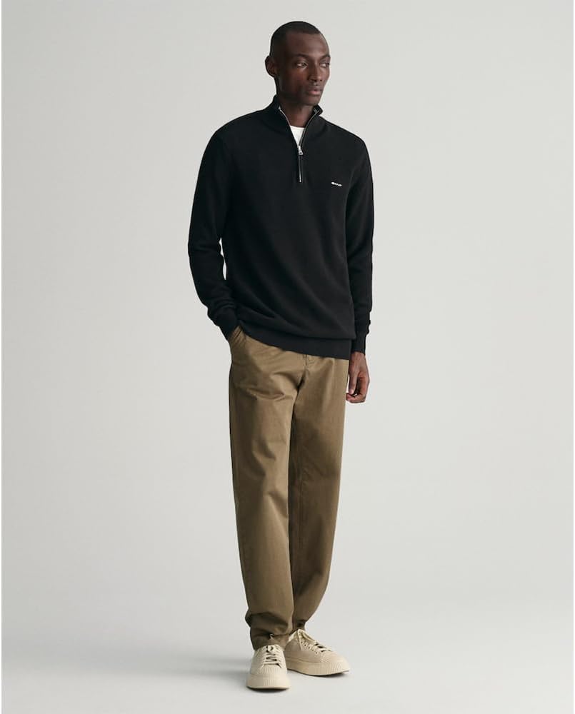 GANT Herren Cotton Pique Halfzip Pullover, Schwarz