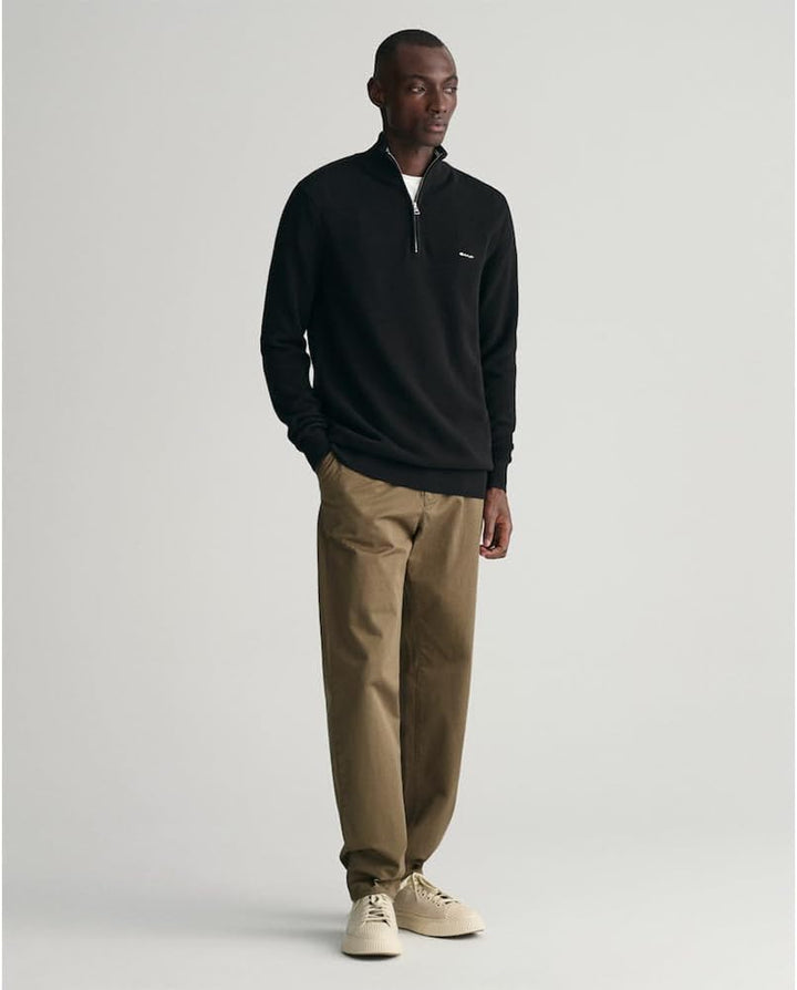 GANT Herren Cotton Pique Halfzip Pullover, Schwarz