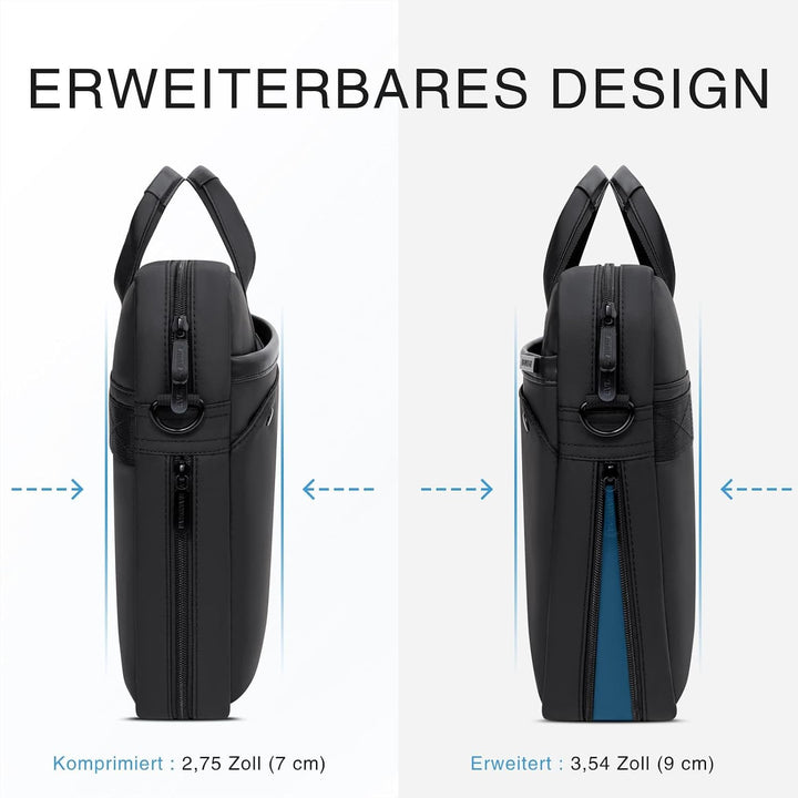 RAINYEAR Erweiterbare Laptoptasche für 15,6-Zoll-Laptops – Umhängetasche