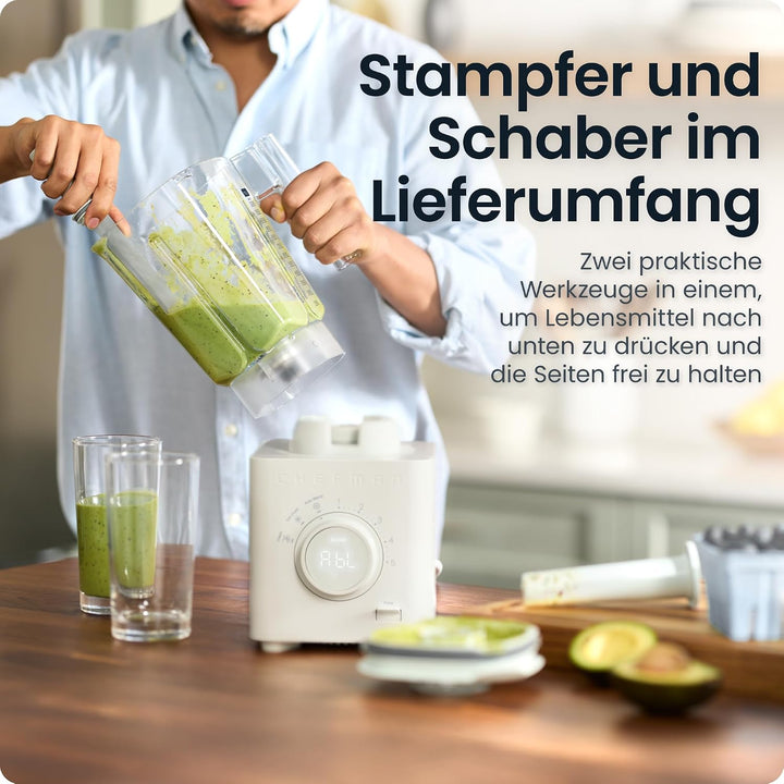 Chefman Obliterator 1.2L Standmixer für Smoothies, 1350W Motor zum Zerkleinern von Eis, Nüssen und g