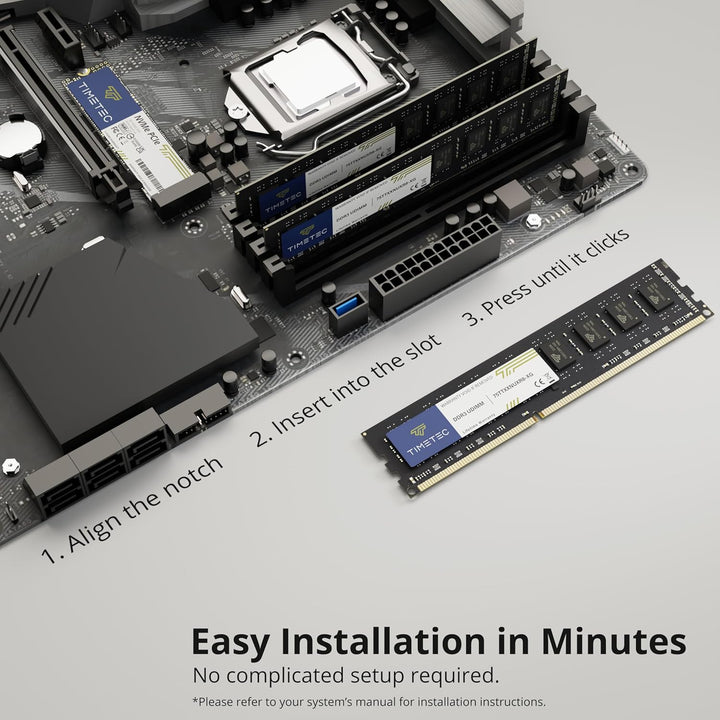 Timetec 8GB KIT (2x4GB) DDR3L 1333MHz PC3-10600 Non-ECC Unbuffered 1.35V CL9 2Rx8 Dual Rank 240 Pin