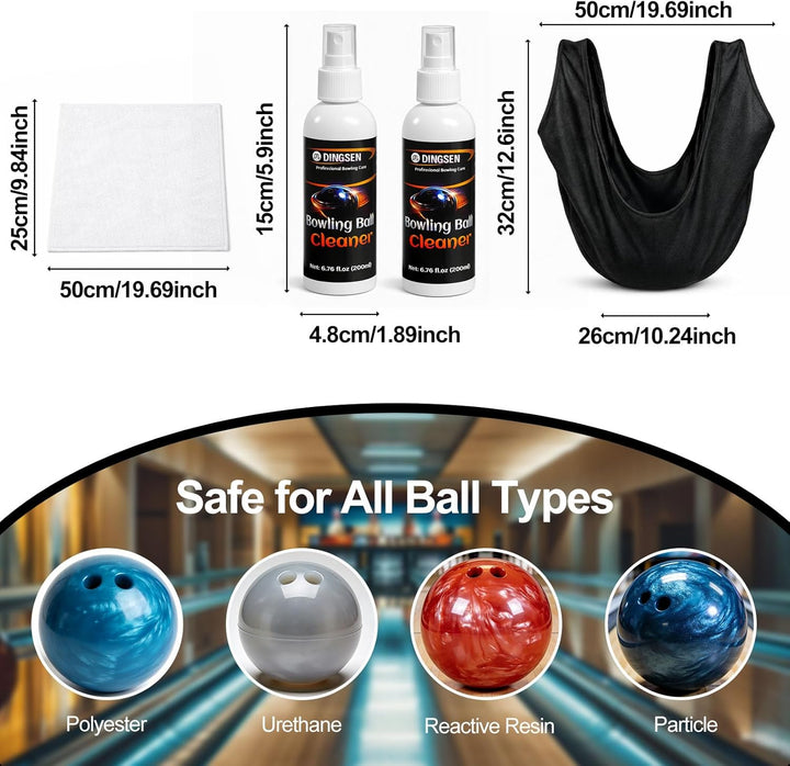 Bowlskugel-Reiniger-Set, professioneller Bowlsball-Reiniger zum Entfernen von Öl, Schrammen und Gurt