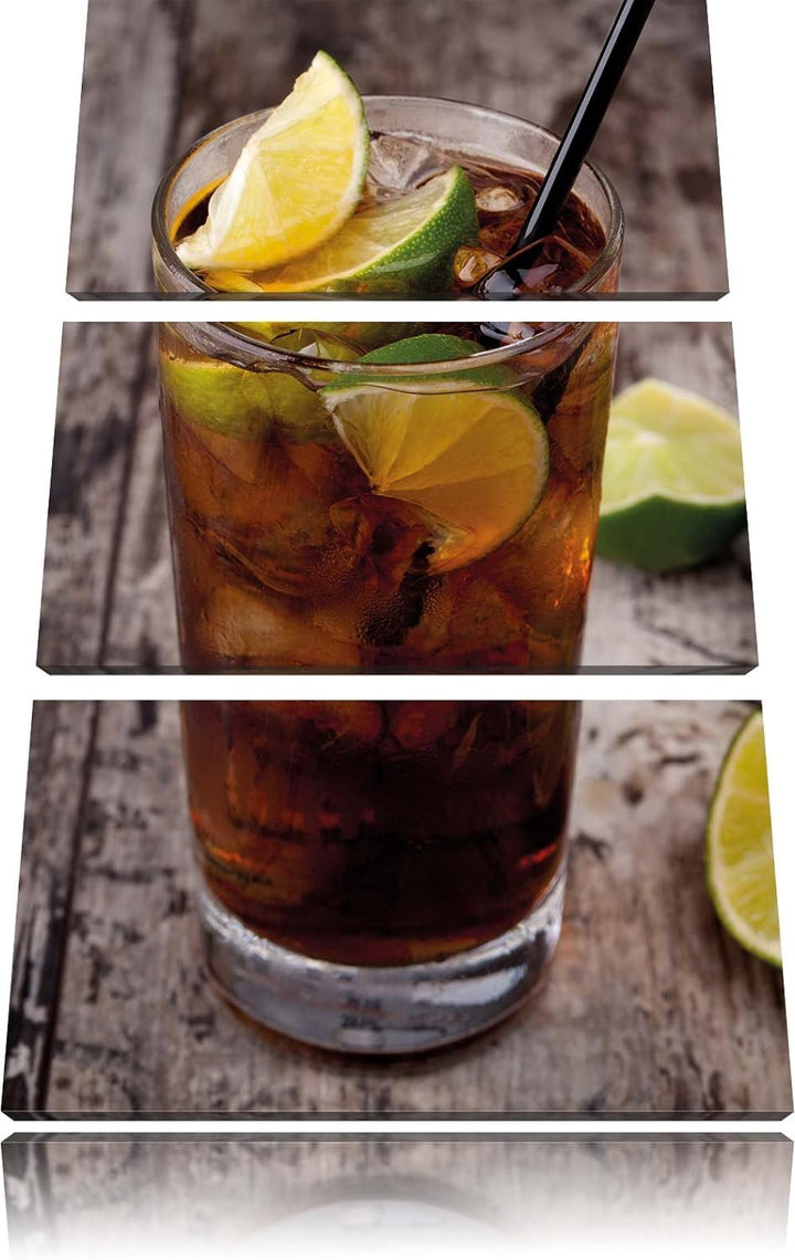 Pixxprint Cuba Libre Original als Leinwandbild | Grösse: 3 Teilig (120x80) | Wandbild| Kunstdruck |