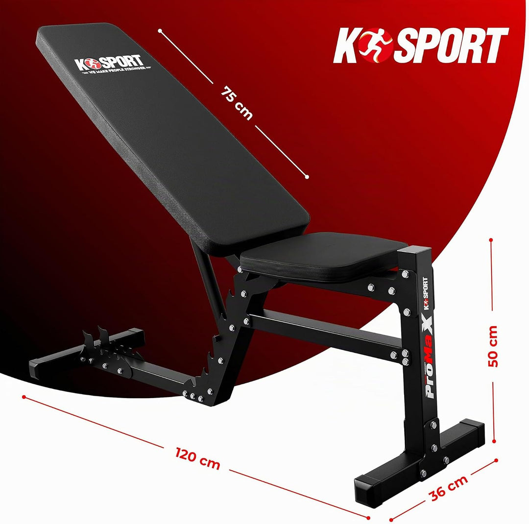 K-Sport: Trainingsbank verstellbar (beidseitig) I Ideale Hantelbank für Kurz &amp; Langhanteltraining I