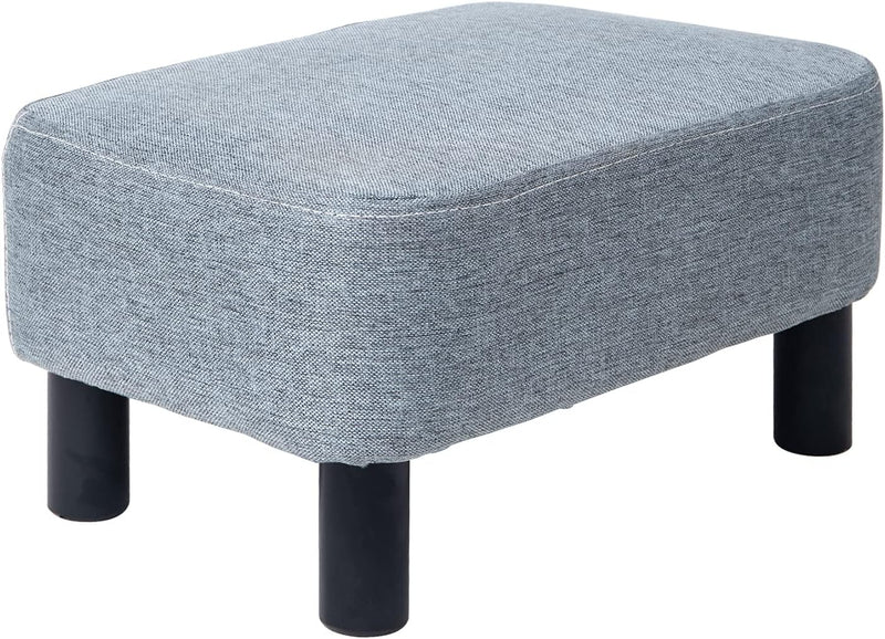 IBUYKE Kleiner Fusshocker, Hocker aus Leinenstoff, rechteckiger Ottoman mit gepolstertem Sitz, Kiefe