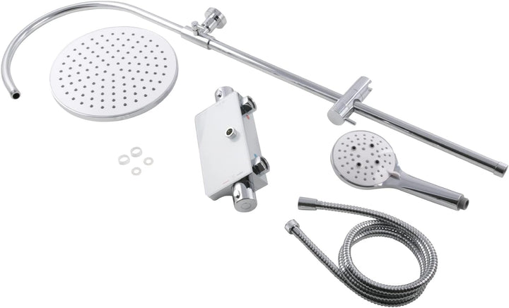 'aquaSu® Duschsystem Oblivio mit Thermostat-Armatur | Handbrause: 3-strahlig | Kopfbrause: 1-strahli