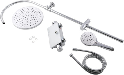 'aquaSu® Duschsystem Oblivio mit Thermostat-Armatur | Handbrause: 3-strahlig | Kopfbrause: 1-strahli