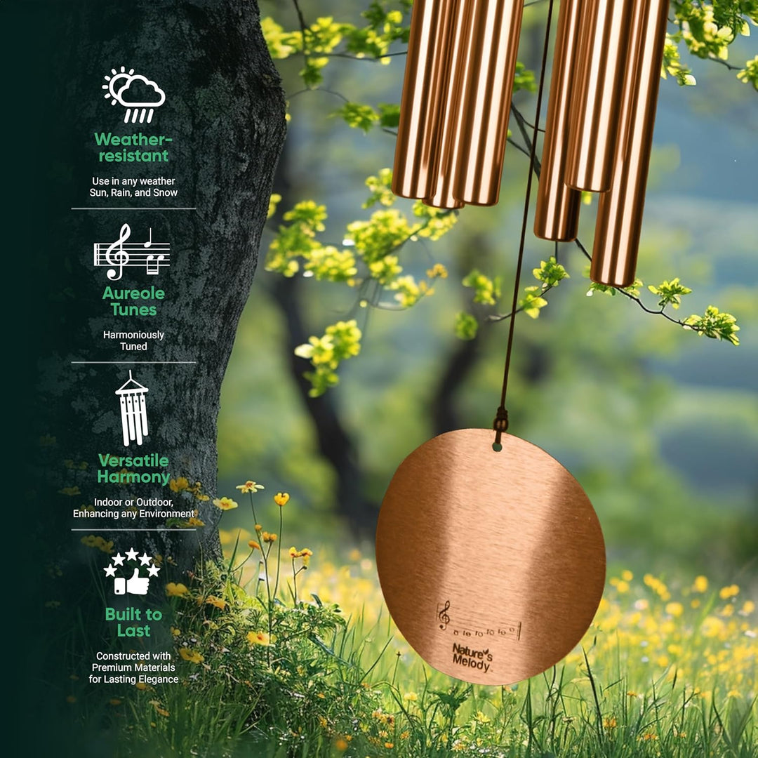 Nature's Melody Aureole Tunes Windspiel, Outdoor-Windspiel mit 6 Röhren, 100% rostfreies Aluminium,