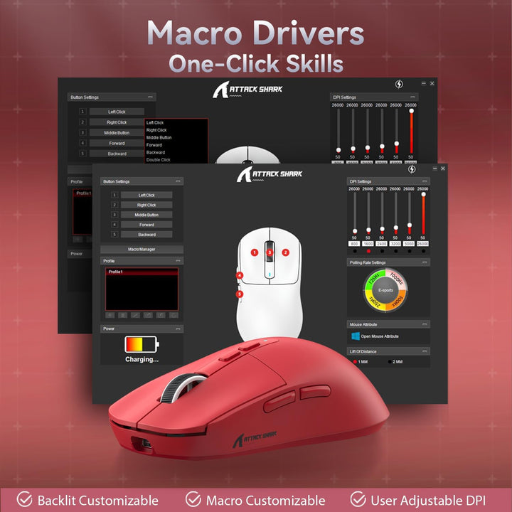 ATTACK SHARK X6 49g Superlight Mouse with Magnetic Charging Dock, PixArt PAW3395 Gaming Sensor, BT/2
