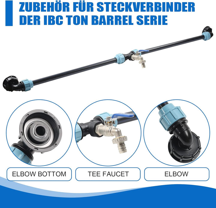 IBC Verbindungsset Auslaufhahn,IBC Adapter mit Schwanenhals Wasserhahn, Anschlussteile Für IBC Regen
