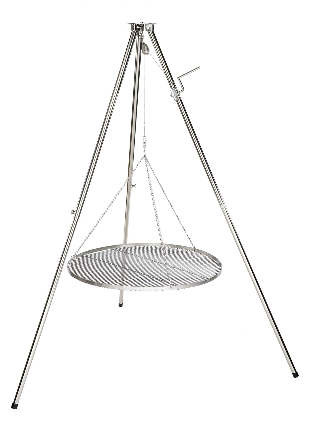 HeRo24 Edelstahl- Dreibein Schwenker Grillgestell mit Kurbel,Kette,Hacken und Wirbel und Tasche zum