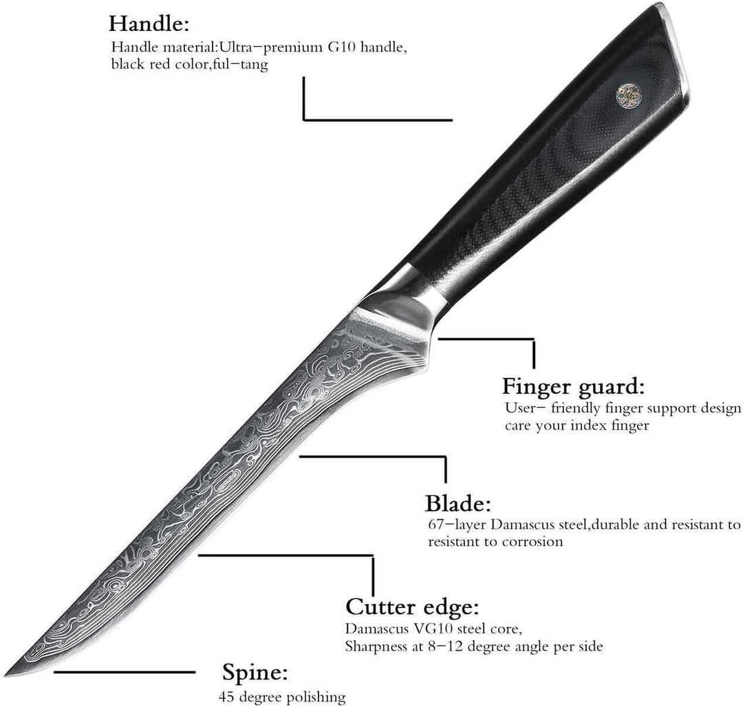 Ausbeinmesser aus Damaststahl Boning Knife top ausbalanciert Stylisch