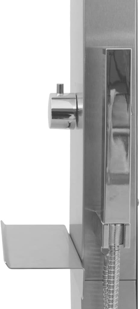 Gartendusche Einstellbare Temperatur Pooldusche für Garten Pool Edelstahl Gebogen Silber 15 x 44 x 2