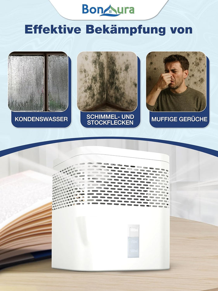 BonAura® Luftentfeuchter ohne Strom - Raumentfeuchter für Keller, Bad uvm. - 450g Luftenfeuchter Nac