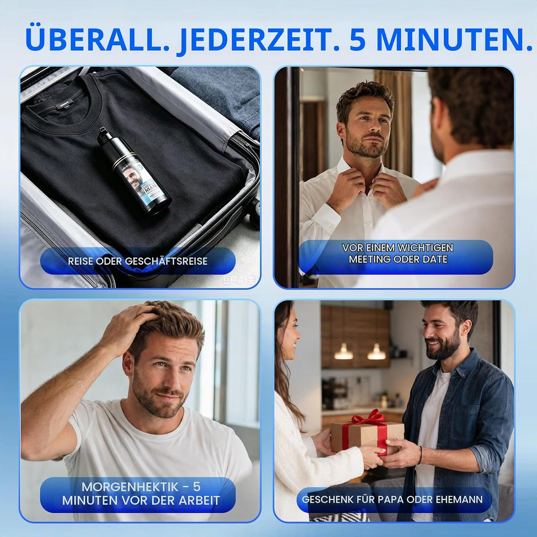 Schnurrbart und Bart Schwarz Farbstoff For Men,Graue Haare an Bart und Schläfen abdecken,Schnelle An