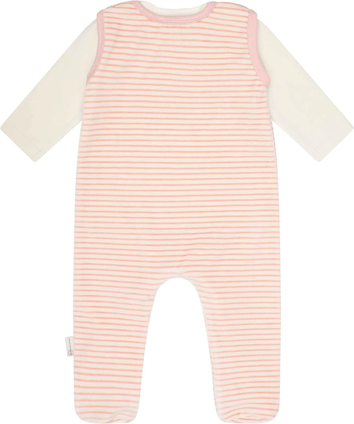 Steiff Unisex Baby Set Strampler mit Fuss + T-Shirt Langarm Kleinkind-Schlafanzüge 68 Silver Pink, 6