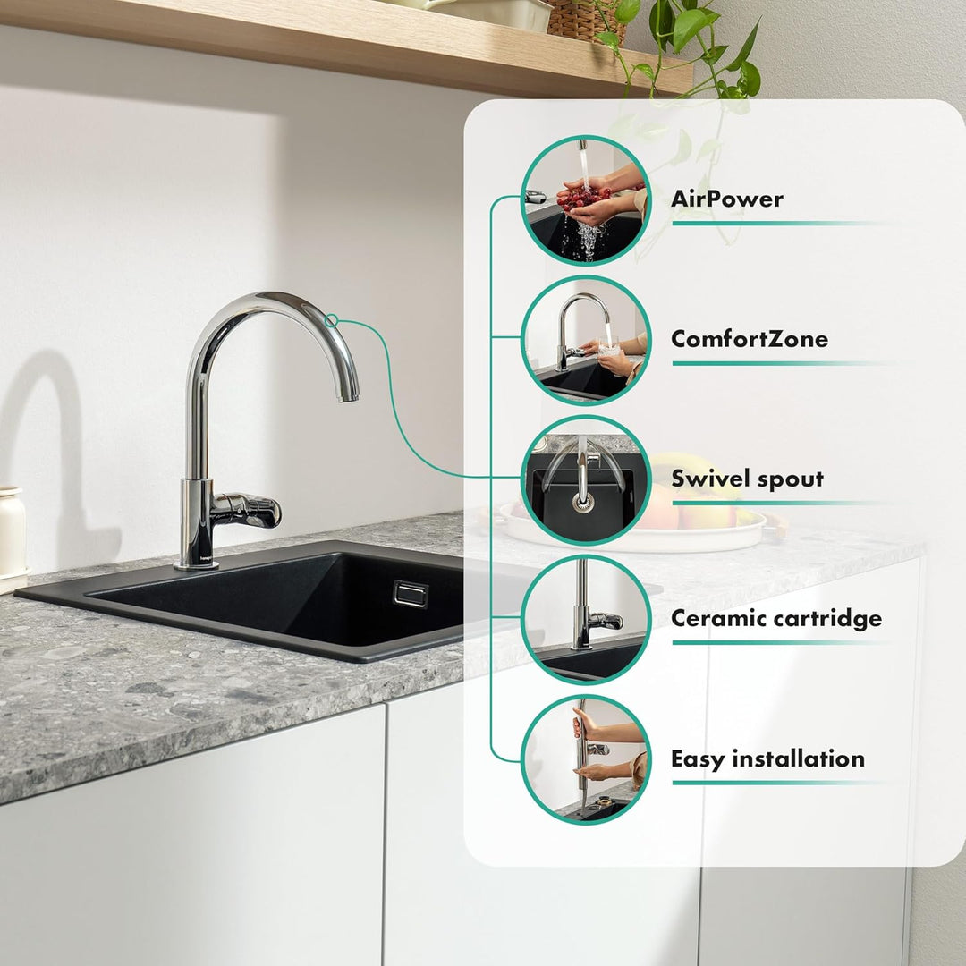 hansgrohe Vernis Blend M35 - Küchenarmatur, 1 Stahlart, Wasserhahn Küche mit Auslaufhöhe 210 mm, Mis