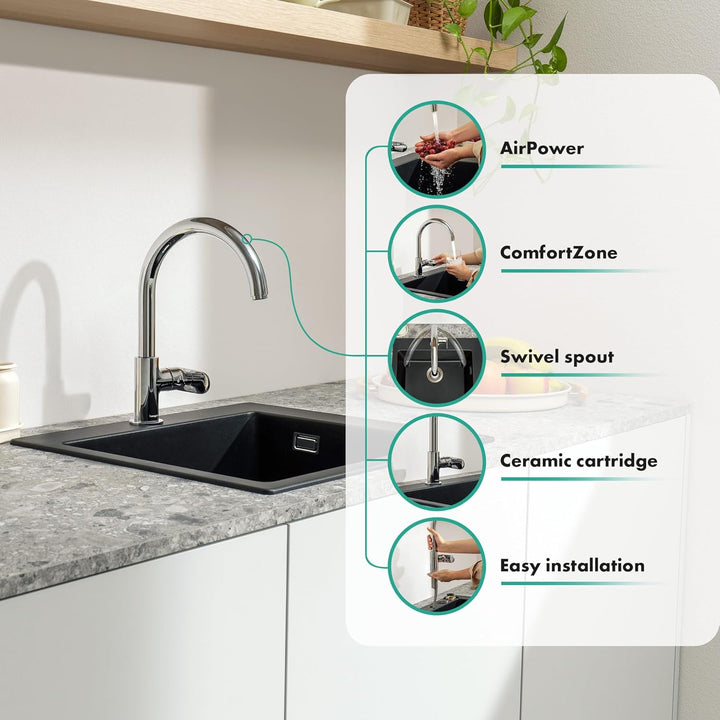 hansgrohe Vernis Blend M35 - Küchenarmatur, 1 Stahlart, Wasserhahn Küche mit Auslaufhöhe 210 mm, Mis