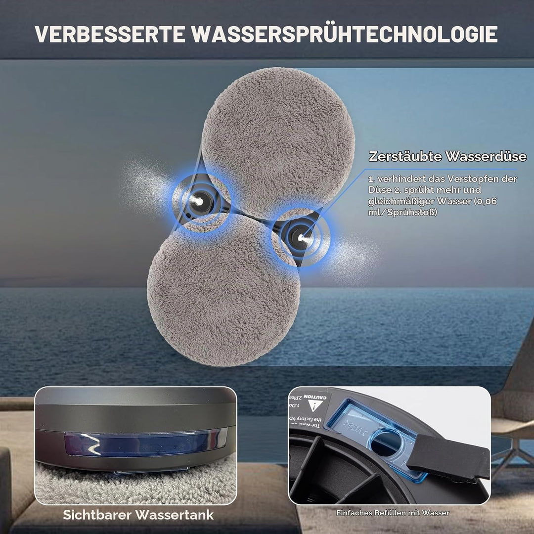 3500Pa Fensterputzroboter, Wenig Lärm Fensterroboter mit Sprühfunktion,Fensterreiniger Roboter Elekt