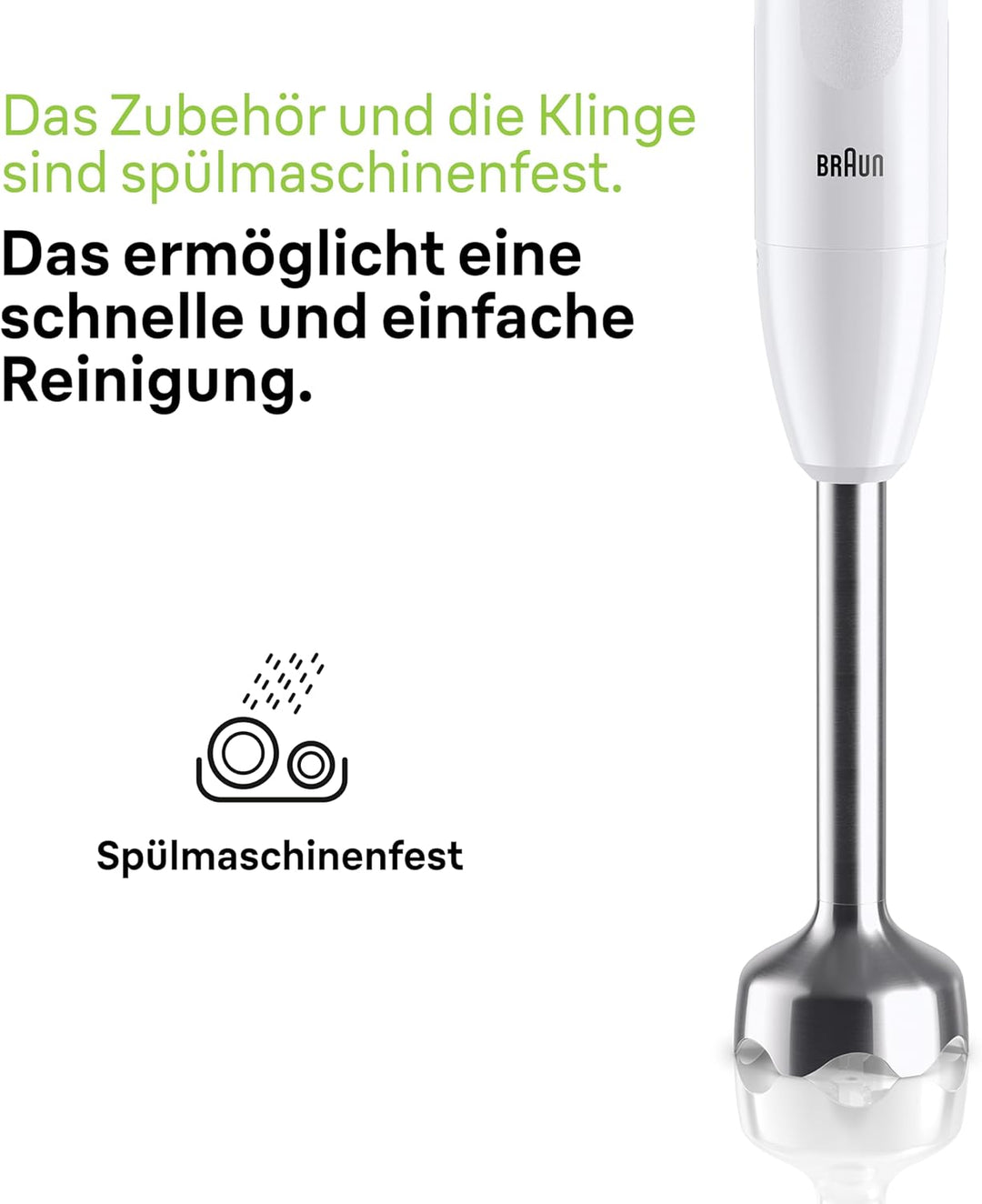 Braun Stabmixer MQ10.001M MultiQuick 1 - Extra Leichter Pürierstab mit Edelstahl-Mixfuss und EasyTwi