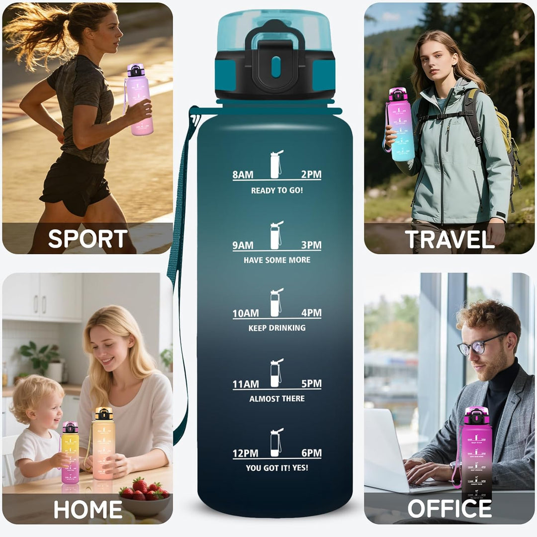 Trinkflasche- 1.5 liter- Trinkflasche Sport, Wasserflasche Auslaufsicher, mit Schlüsselband, Wasserf