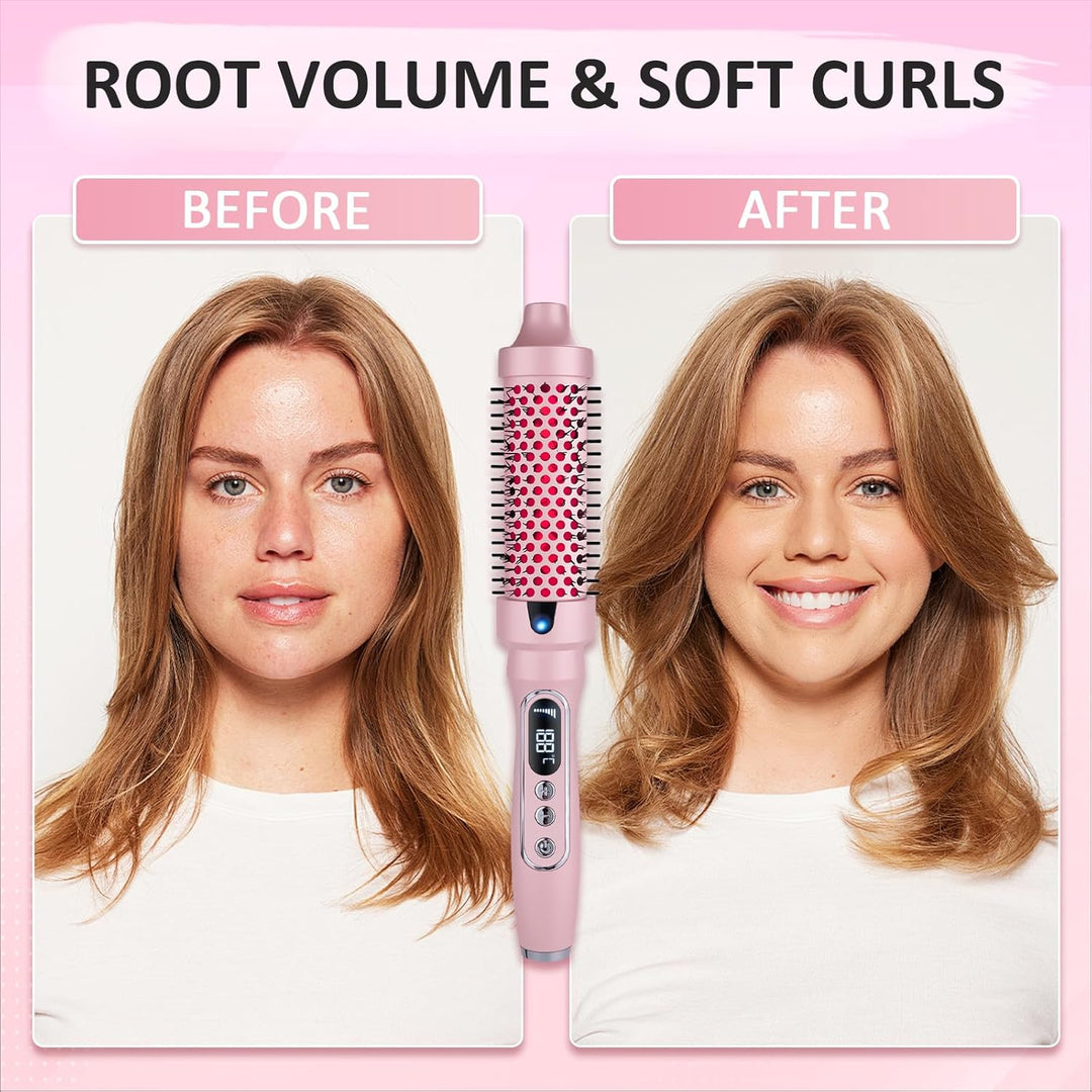 38mm Wärmebürste Thermobürste, 3 in 1 LCD 110-210℃Heated Round Thermal Brush,Lockenbürste für Lose L