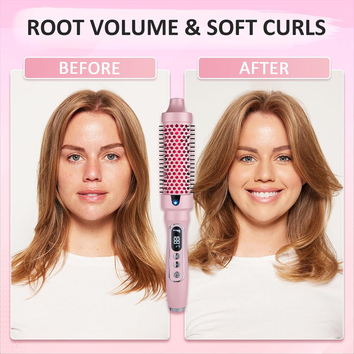 38mm Wärmebürste Thermobürste, 3 in 1 LCD 110-210℃Heated Round Thermal Brush,Lockenbürste für Lose L