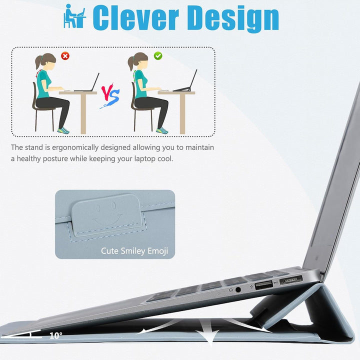 HYZUO 13 Zoll Laptop Hülle mit Standfunktion für 2025-2018 MacBook Air 13 M4 M3 M2 M1, 2025-2016 Mac
