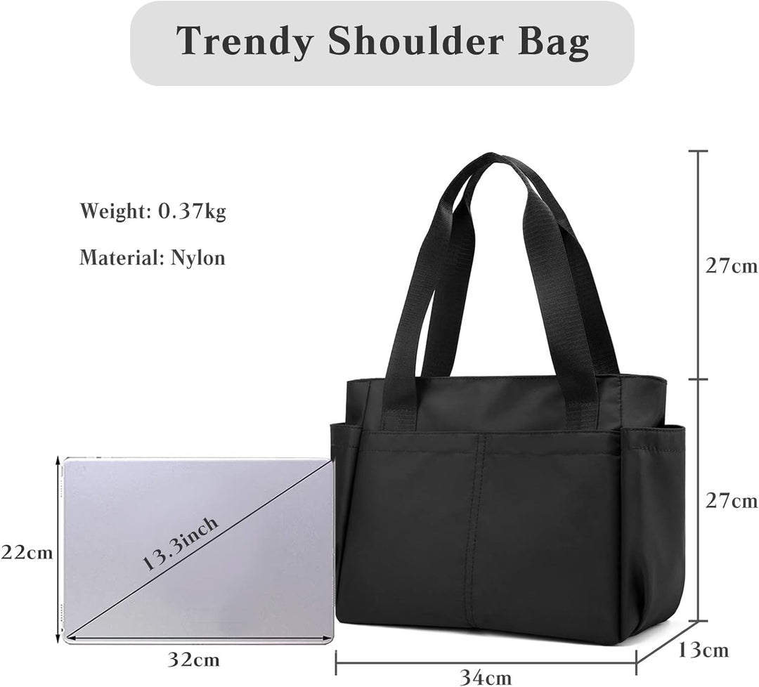 PORRASSO Schultertasche Nylon Handtasche Damen Hobotasche Tote Shopper Henkeltasche für Schule Reise