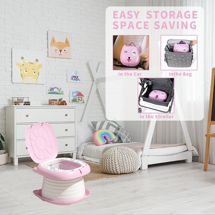 Klapptoilette für Kinder,Kindertoilette Tragbar,Kinder Reise Töpfchen,Töpfchen Faltbar,Tragbare Baby