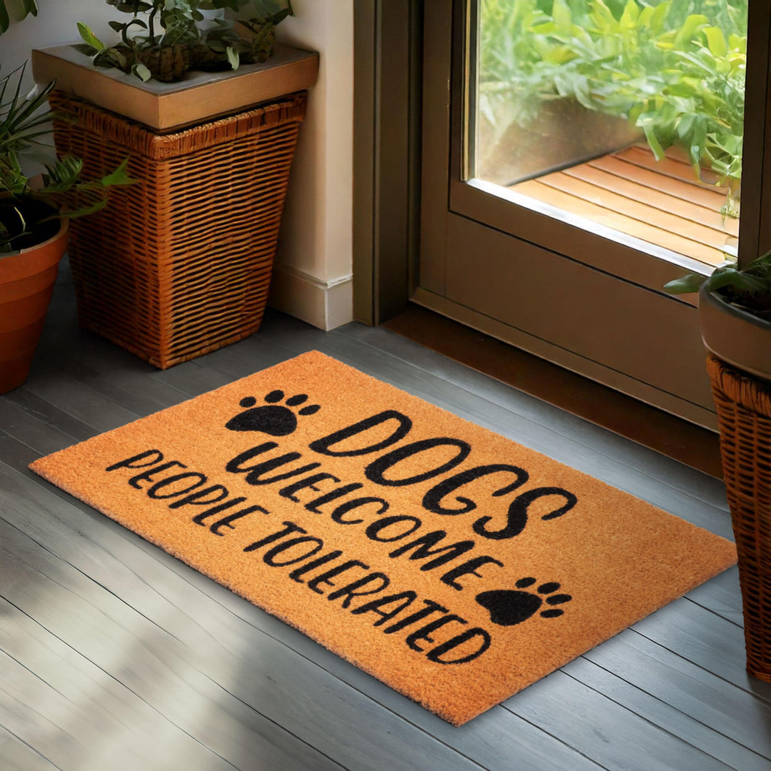BRUBAKER Fussmatte für Aussen und Innen - Dogs Welcome People Tolerated - 45 x 75 cm Hunde Schmutzfa
