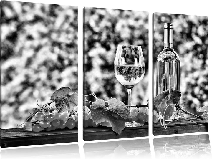 Pixxprint Wein und Weintrauben als Leinwandbild/Grösse: 3 Teilig (120x80) cm/Wandbild/Kunstdruck/fer
