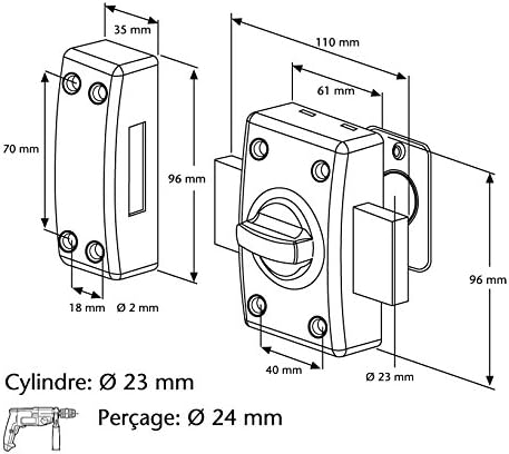 ABUS VD6 CB45 B C Schloss mit Zylinder und Drehknopf, Durchmesser 45 mm, mit 6-fach-Verriegelung