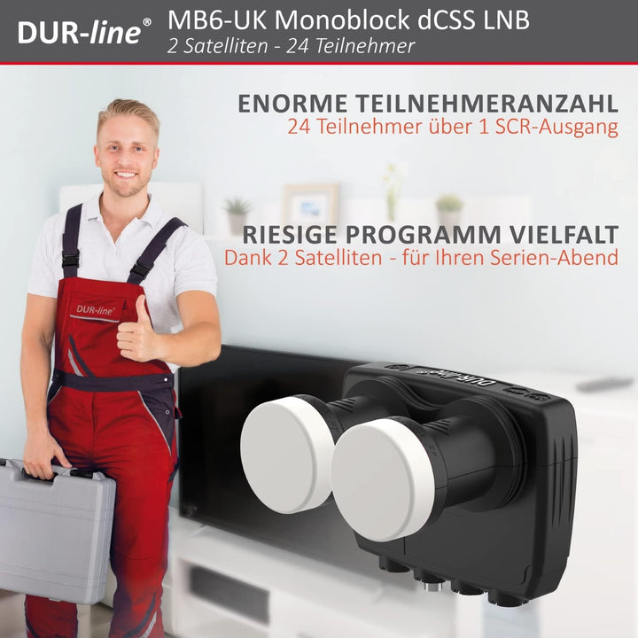 DUR-line 6° Monoblock Unicable LNB - Astra 19,2°E + Hotbird 13°E - 24 Teilnehmer & 2 Satelliten (MB6
