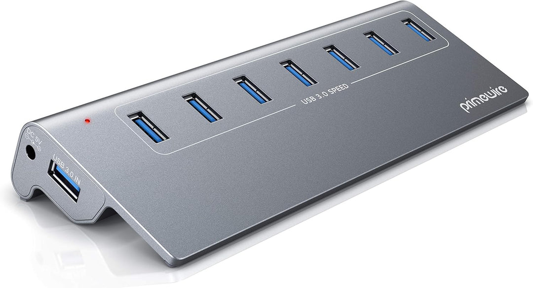 CSL USB 3.2 Gen2 Hub 7 Port Verteiler aktiv 10 Gbit/s Aktiver Betrieb mit Netzteil Metallgehäuse für