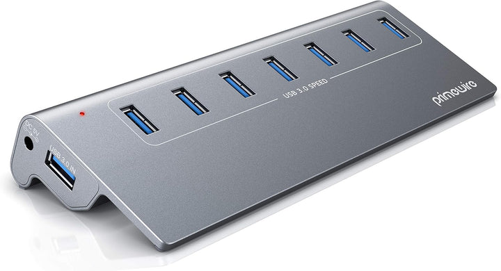 CSL USB 3.2 Gen2 Hub 7 Port Verteiler aktiv 10 Gbit/s Aktiver Betrieb mit Netzteil Metallgehäuse für